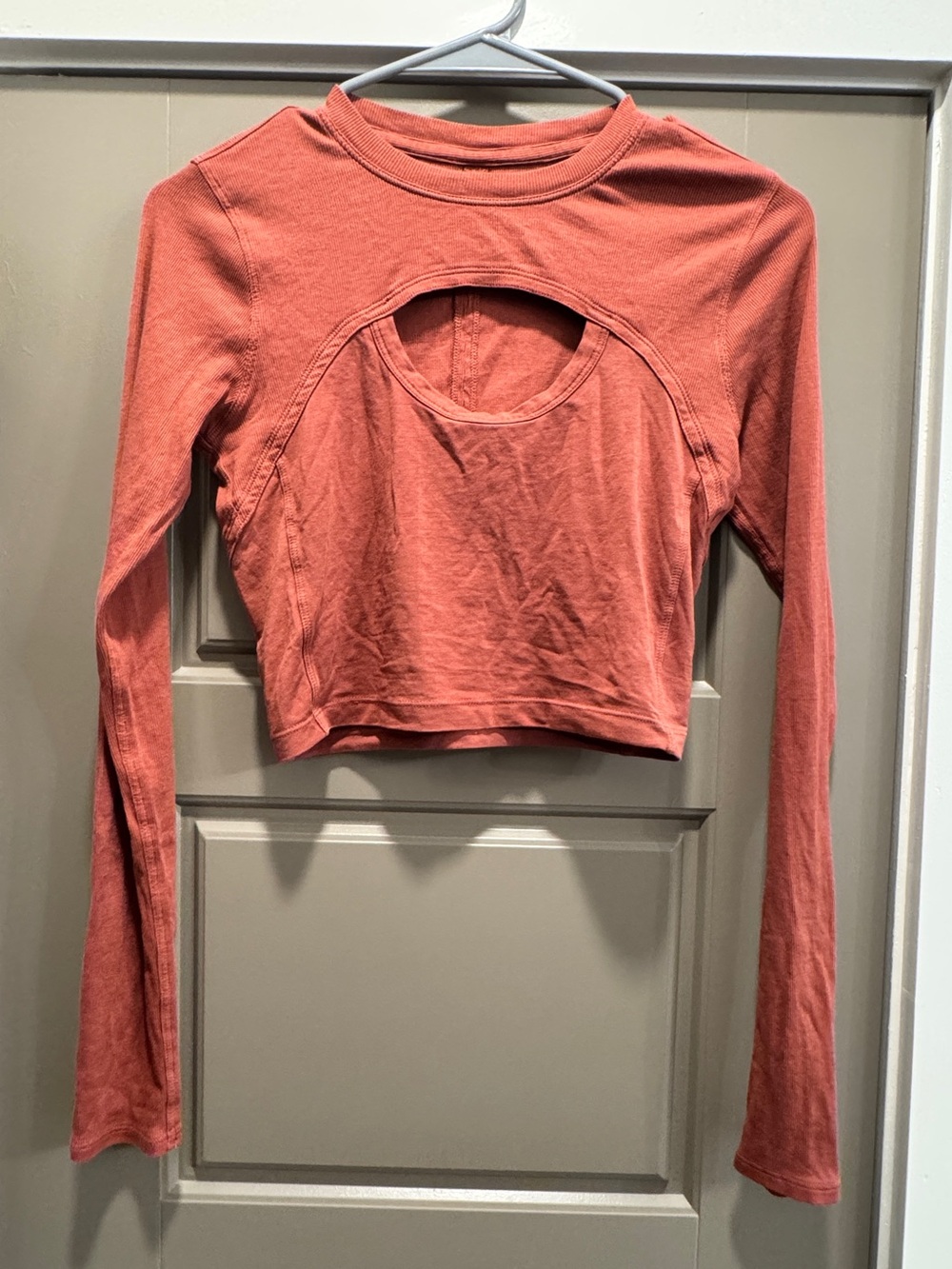 Lululemon Rust Long-Sleeve Cutout Crop Top